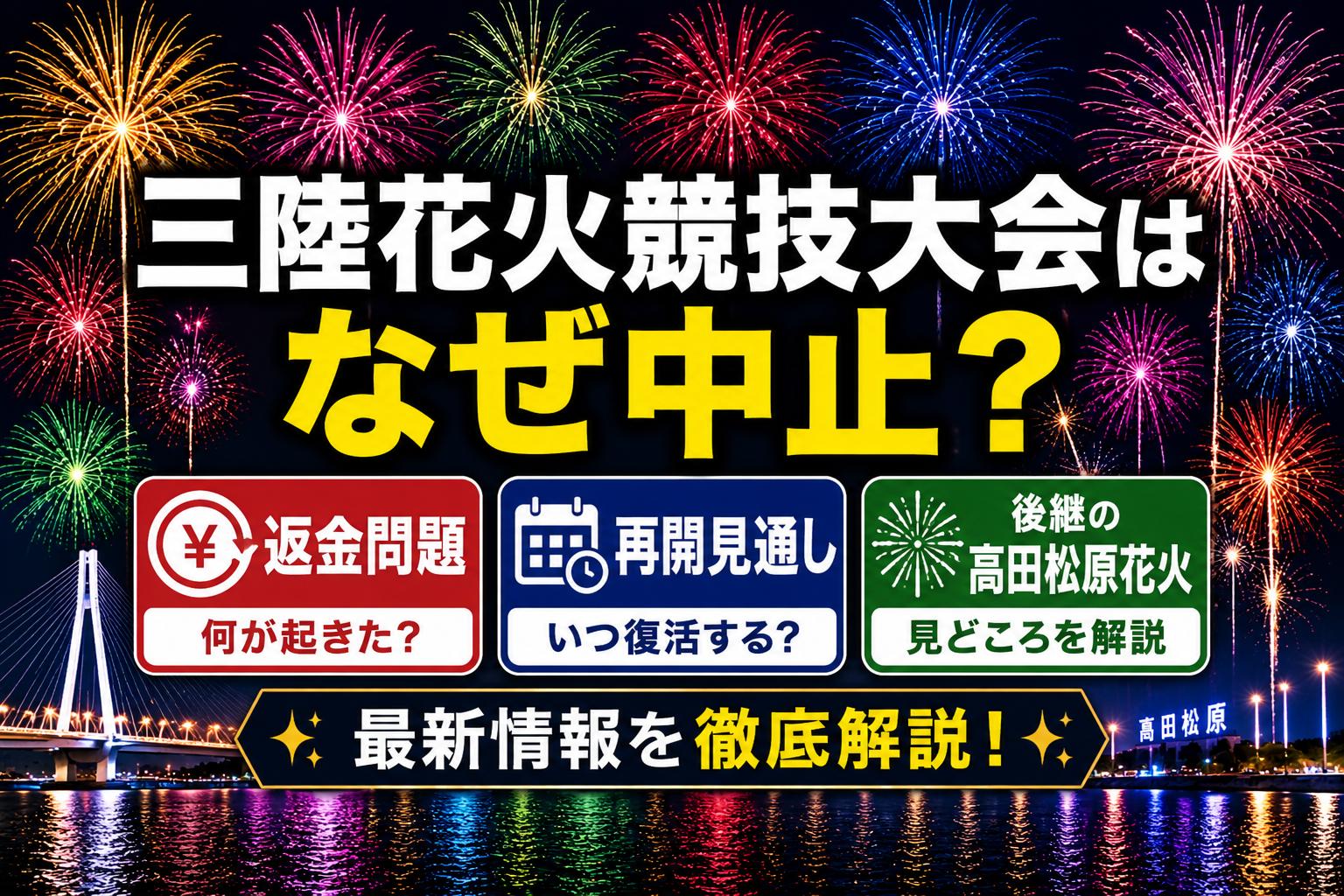 三陸花火競技大会はなぜ中止？返金問題・再開見通し・後継の高田松原花火を解説