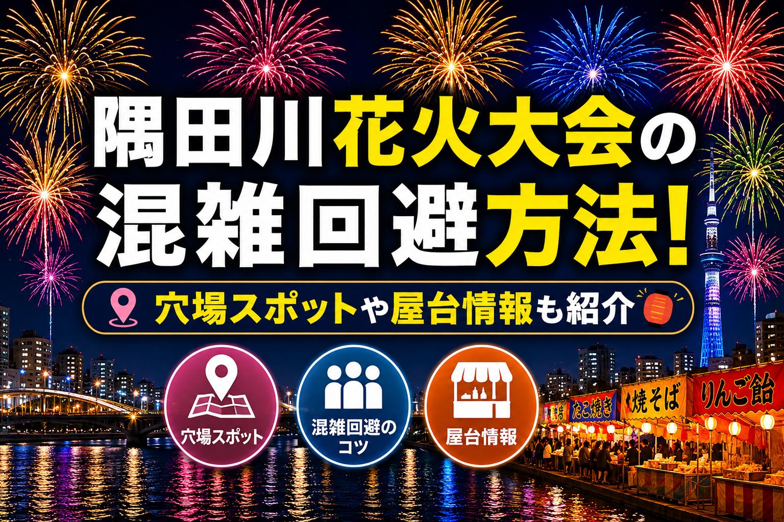 隅田川花火大会の混雑回避方法！穴場スポットや屋台情報も紹介