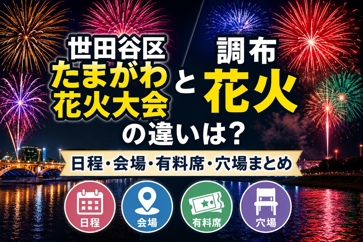 世田谷区たまがわ花火大会と調布花火の違いは？日程・会場・有料席・穴場まとめ